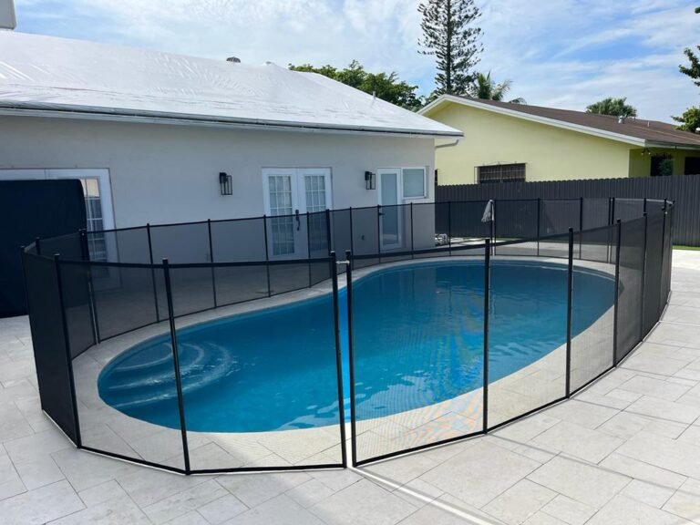 Removable mesh pool fence installation