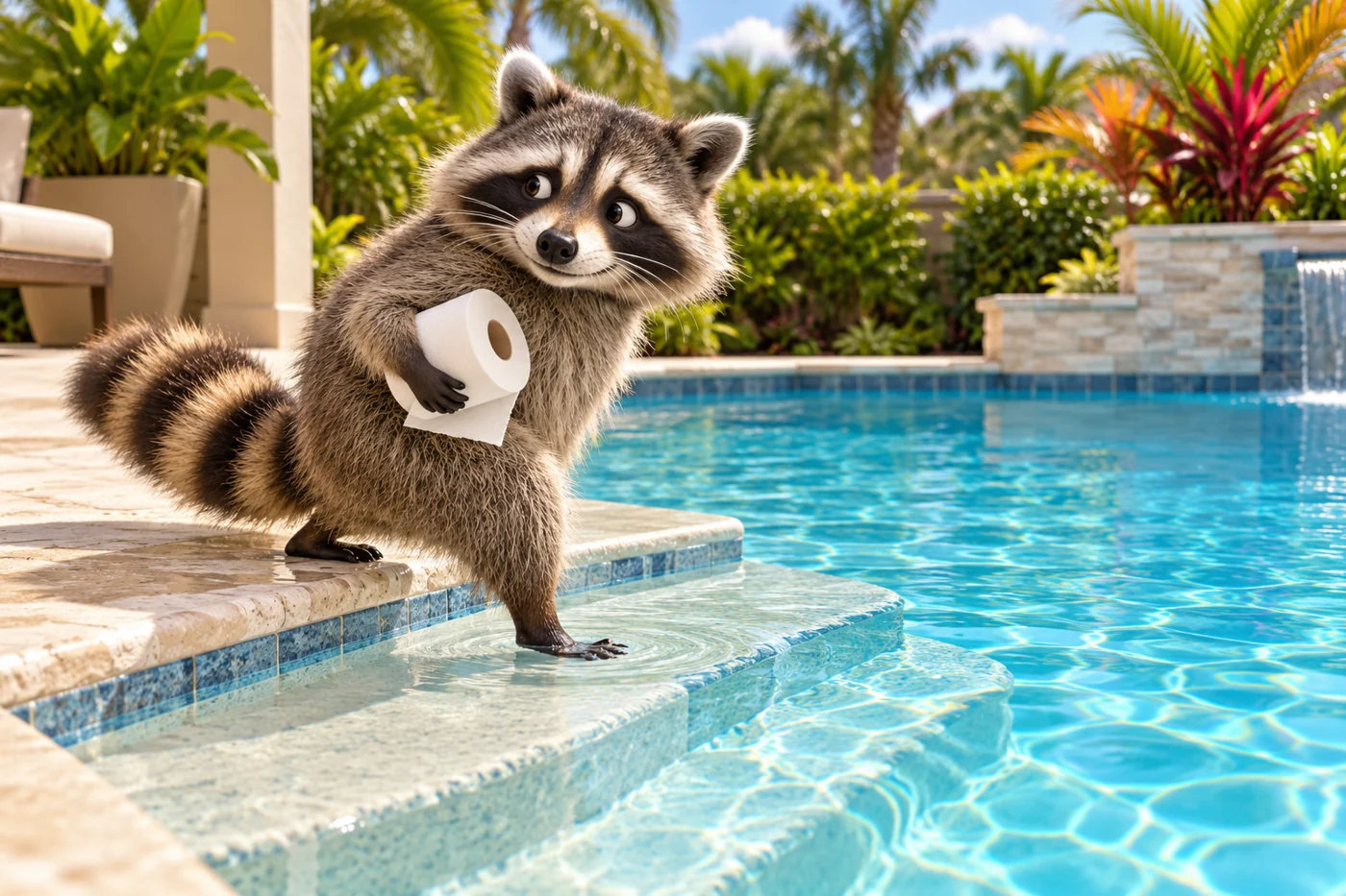 Raccoons in Your Pool? Nets, Fences & Shallow-Area Protection pool safety article